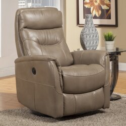 Gemini Linen Power Swivel Glider Recliner with Articulating Headrest