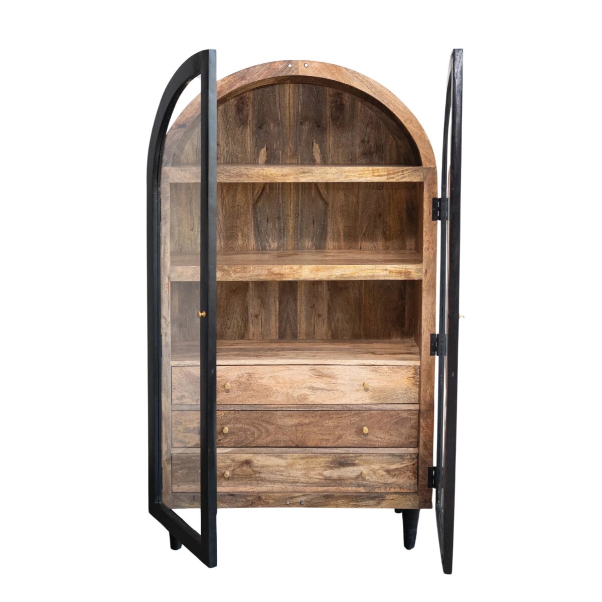 Mango Wood Arched Cabinet with 3 Shelves & 6 Drawers, KD - Image 2