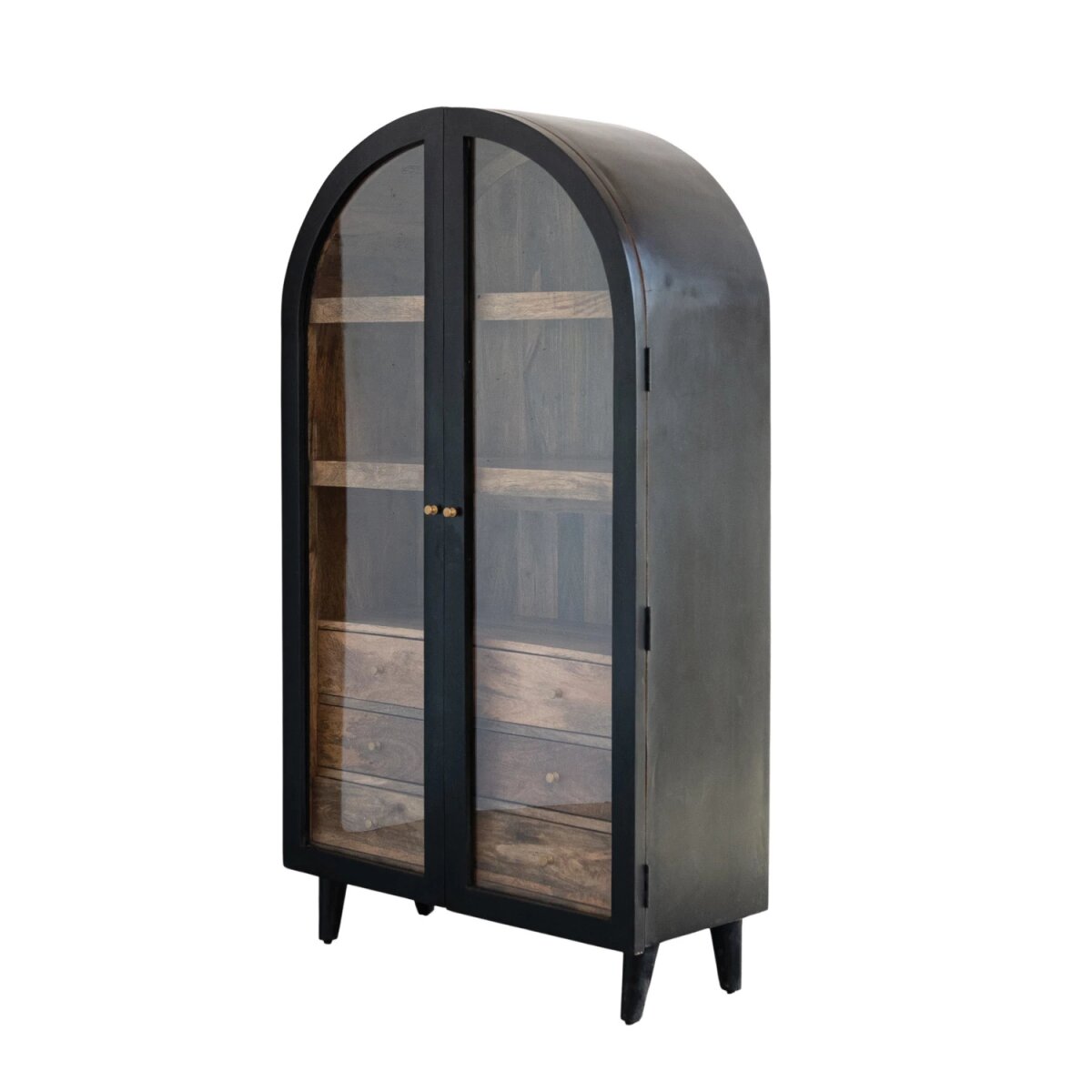 Mango Wood Arched Cabinet with 3 Shelves & 6 Drawers, KD - Image 3