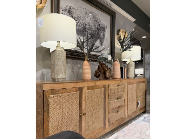 Console 96" Natural Mango/Cane Doors