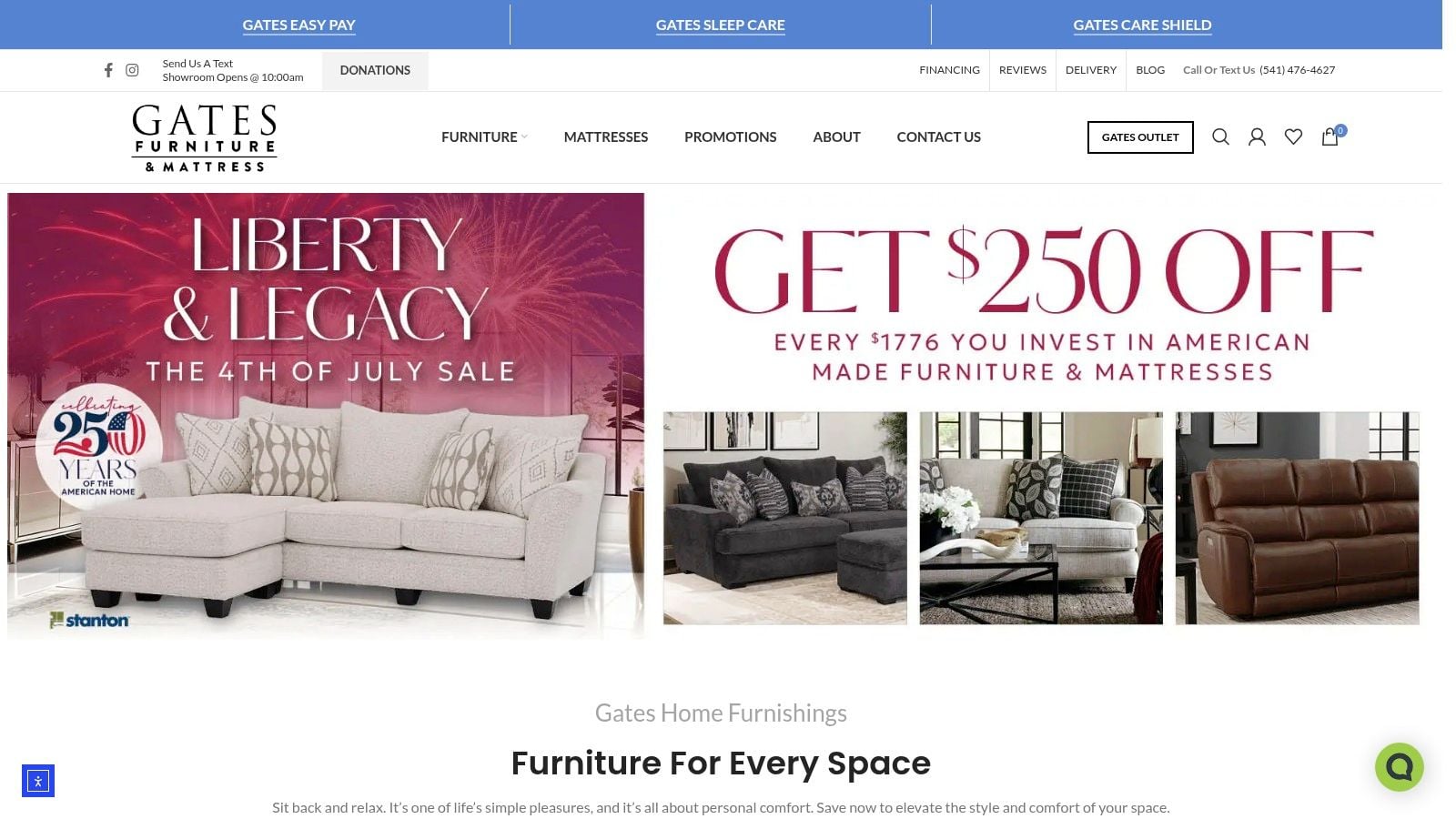 Screenshot from https://gatesfurniture.com