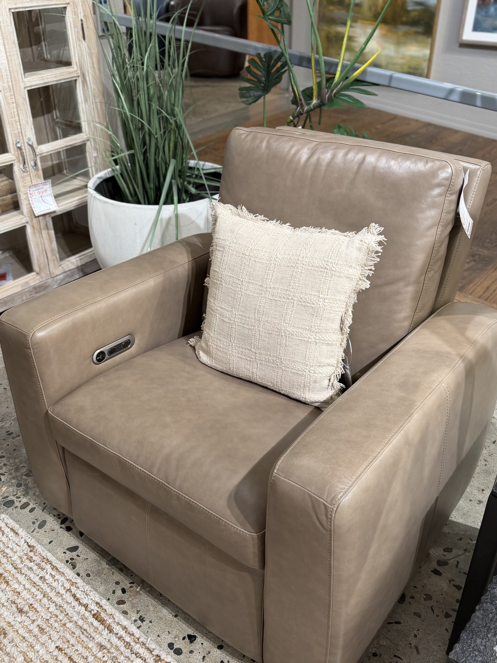 Aria Fawn Leather Reclining Chair
