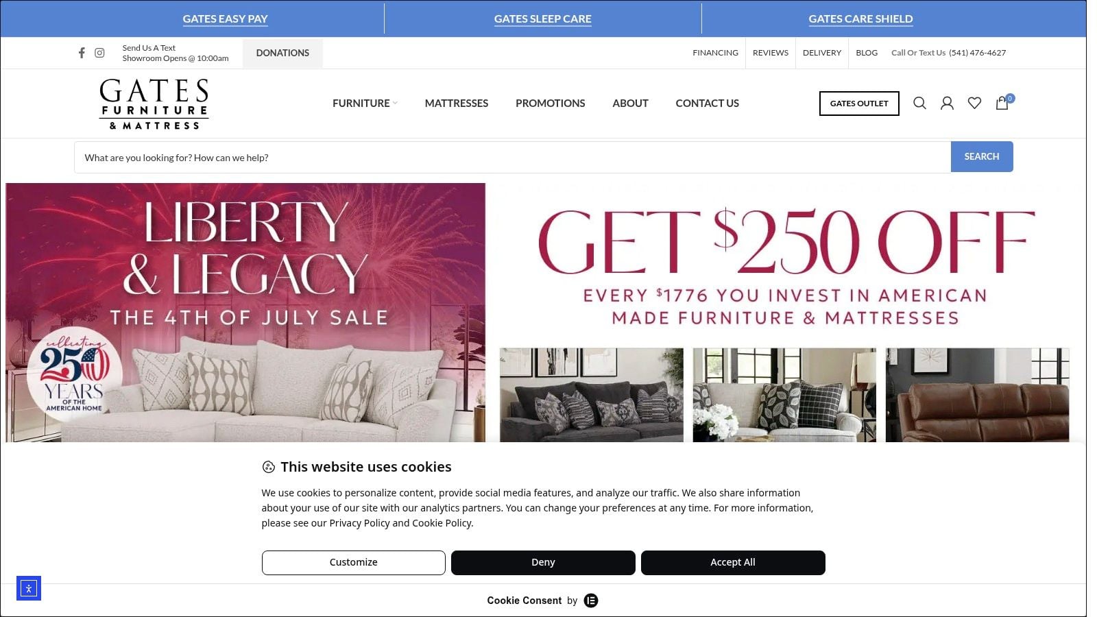Screenshot from https://gatesfurniture.com