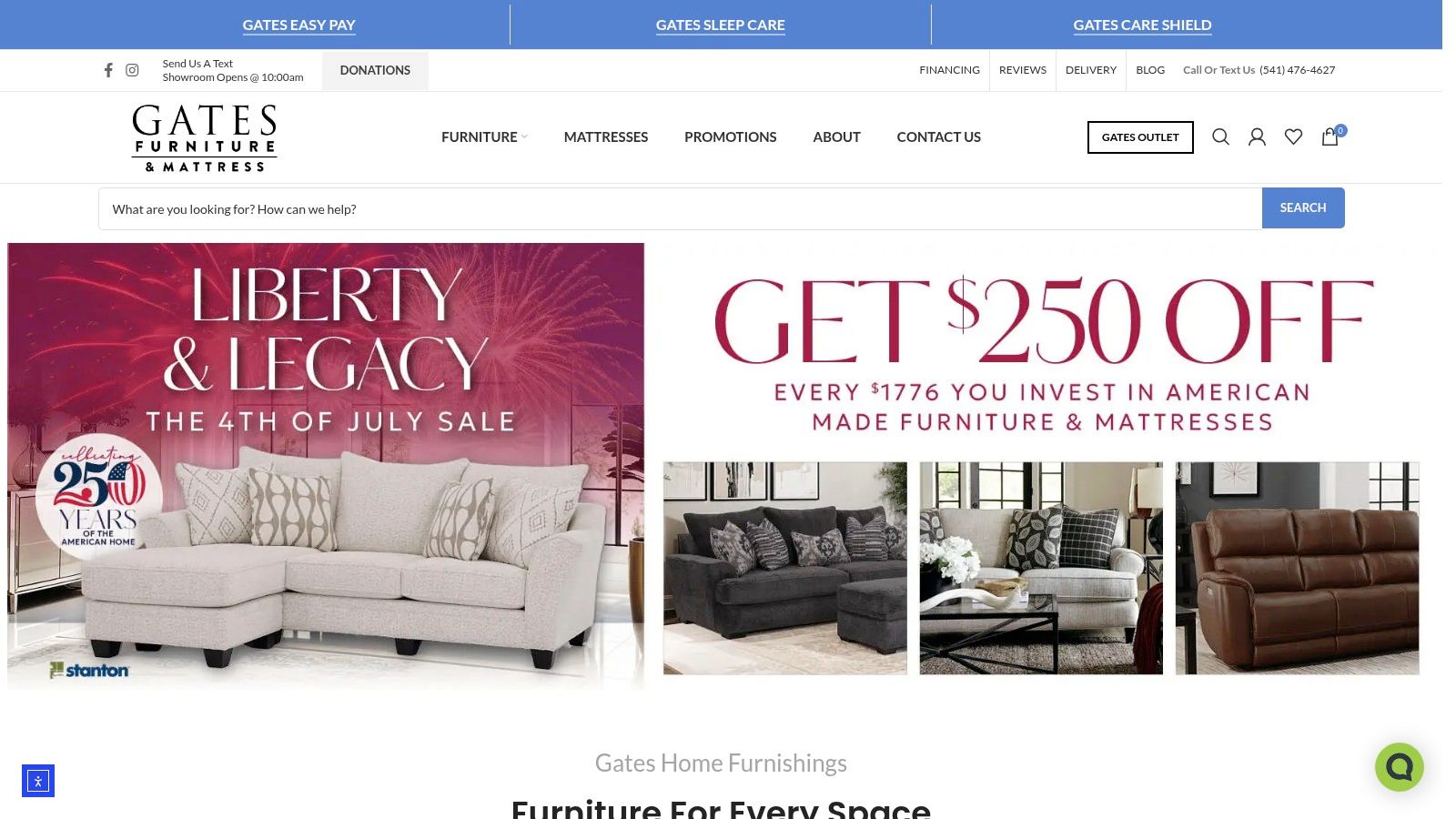 Screenshot from https://gatesfurniture.com/