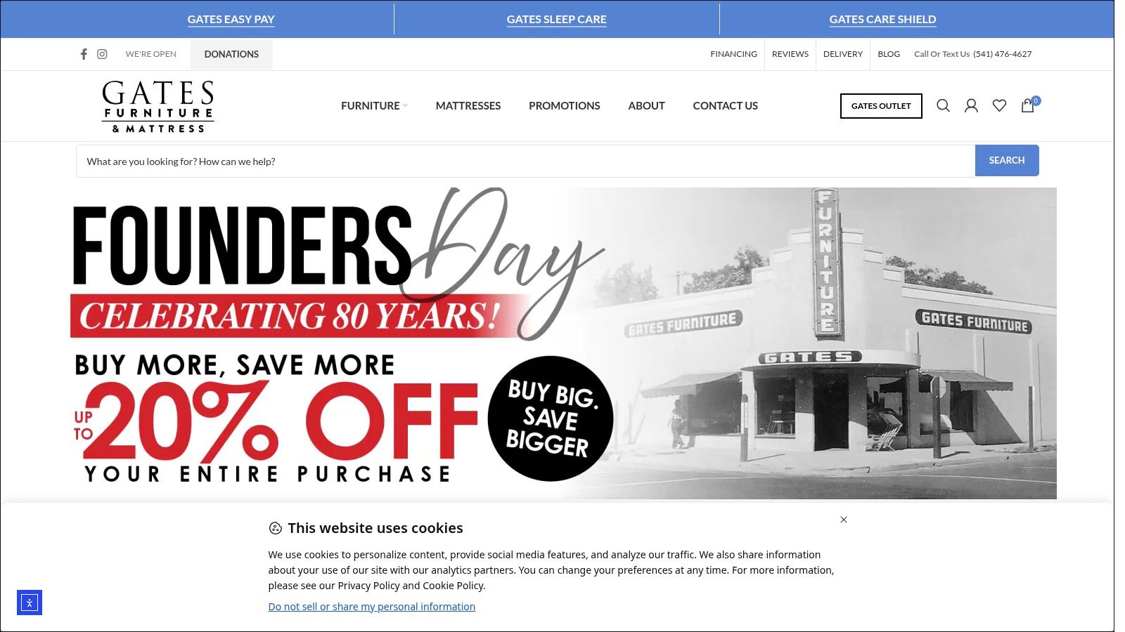 Screenshot from https://gatesfurniture.com