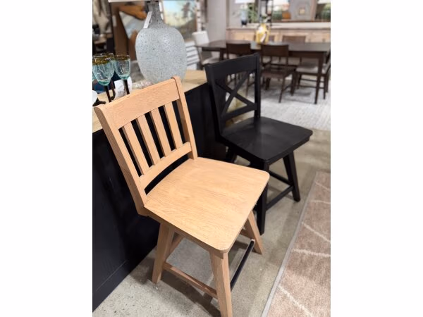24” Slat Back Natural Counter Stool