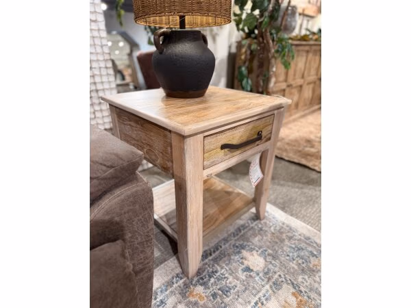 End Table White Teak