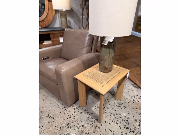 Dovetail End Table Wood/Rattan