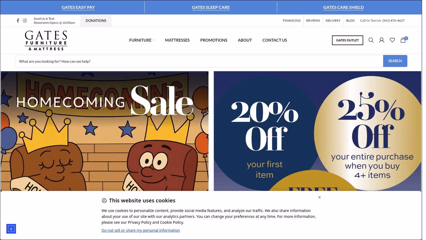 Screenshot from https://gatesfurniture.com